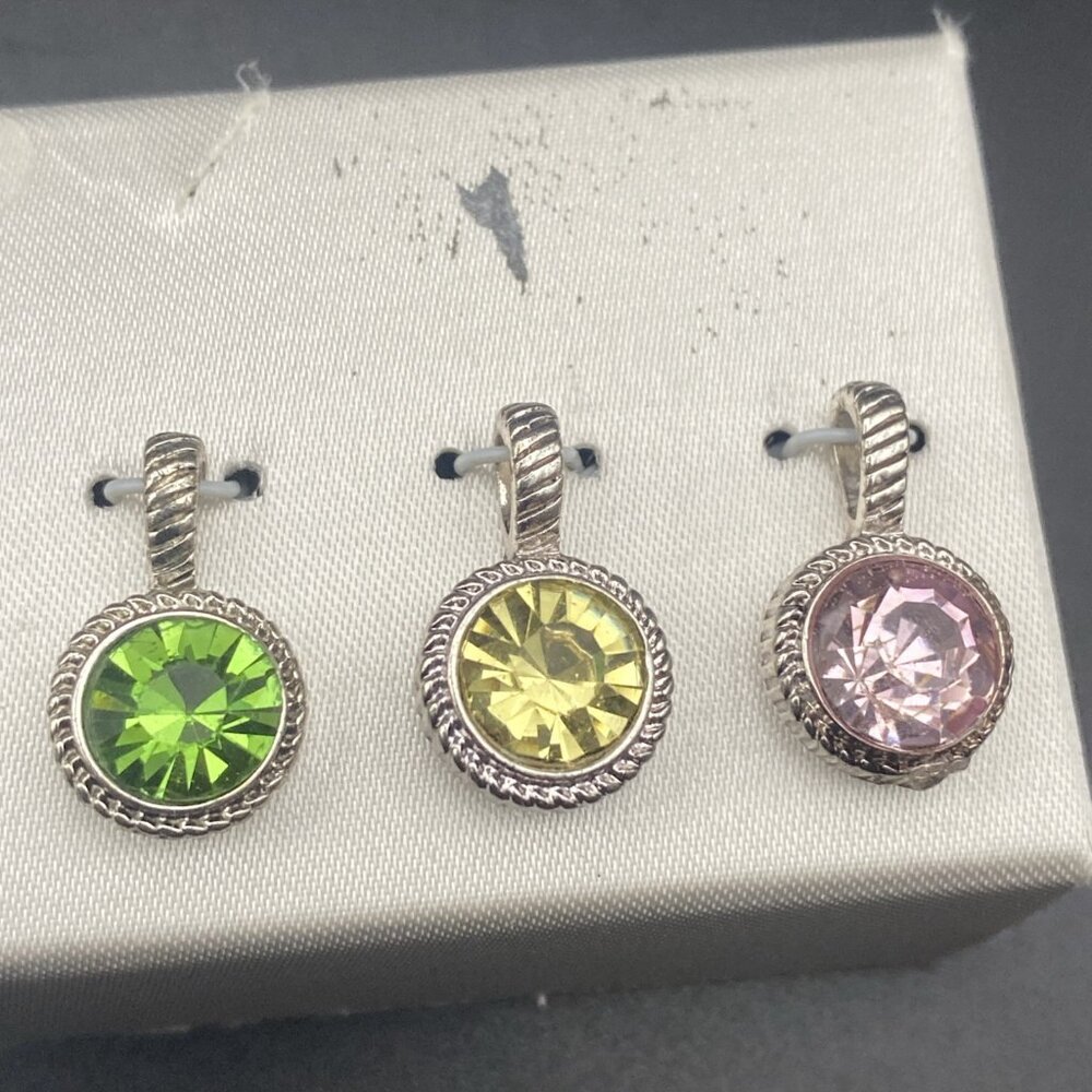 Vtg Roman RMN Necklace Interchangeable 7 Pendant Green Purple Yellow Pink Box - Picture 12 of 13